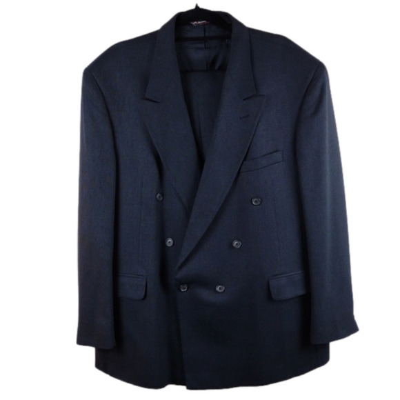 Bonacci Checked Gray One Notched Collar Double Breasted Blazer Two Piece Suit - Picture 1 of 15